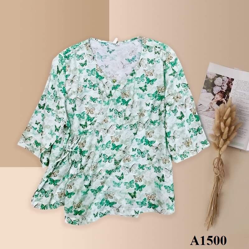  A1500-Áo Tencel Hình Bướm Xẻ Vạt 